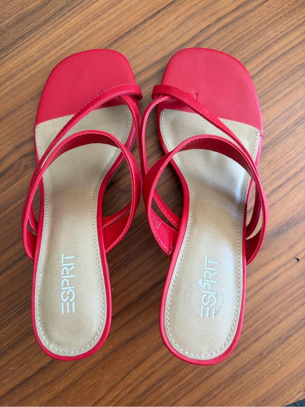 Esprit Red Cross-Strap Slide Sandals